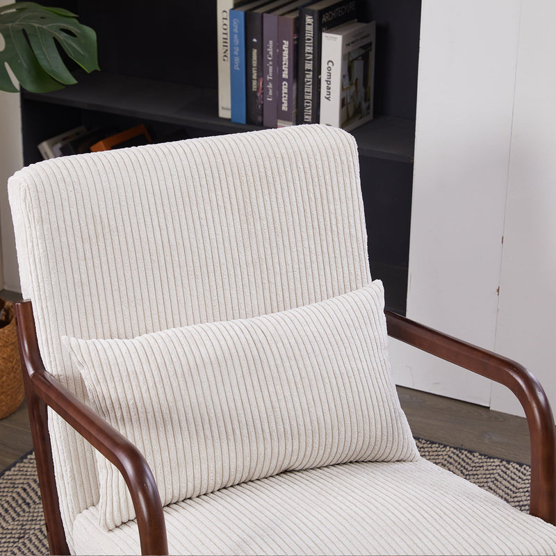 Accent Chair With Pillow And Wood Frame