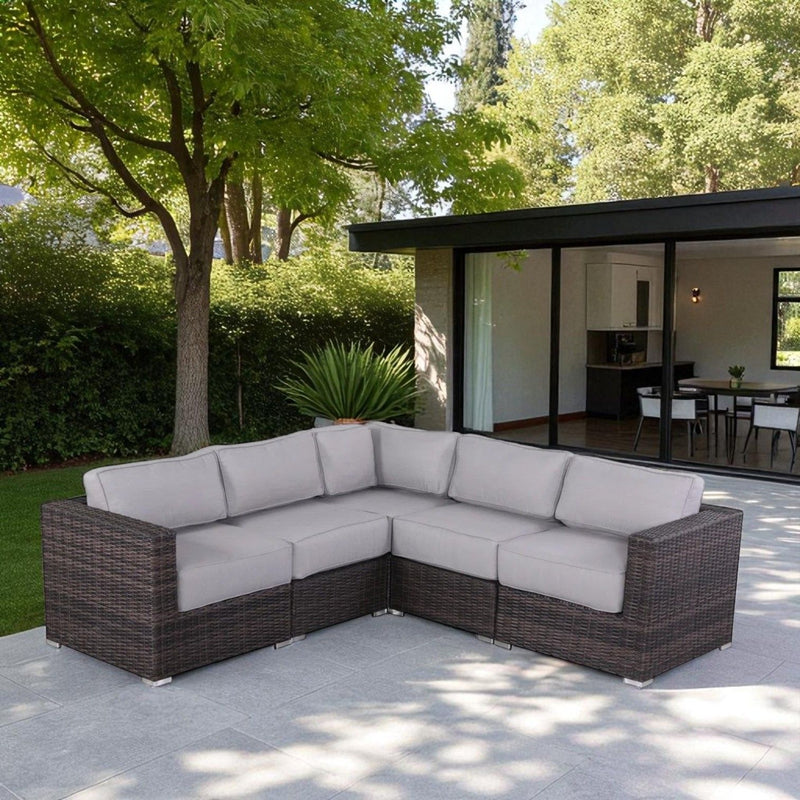 Luxurious Wicker Patio Sectional With Weather Resistant Sunbrella Cushions