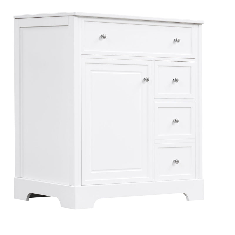 Bathroom Vanity With Sink Top, Cabinet With Door And 2 Drawers - White