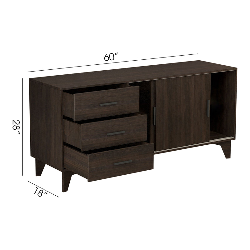 Parker - TV Stand With Sliding Doors And Drawers - Dark Brown