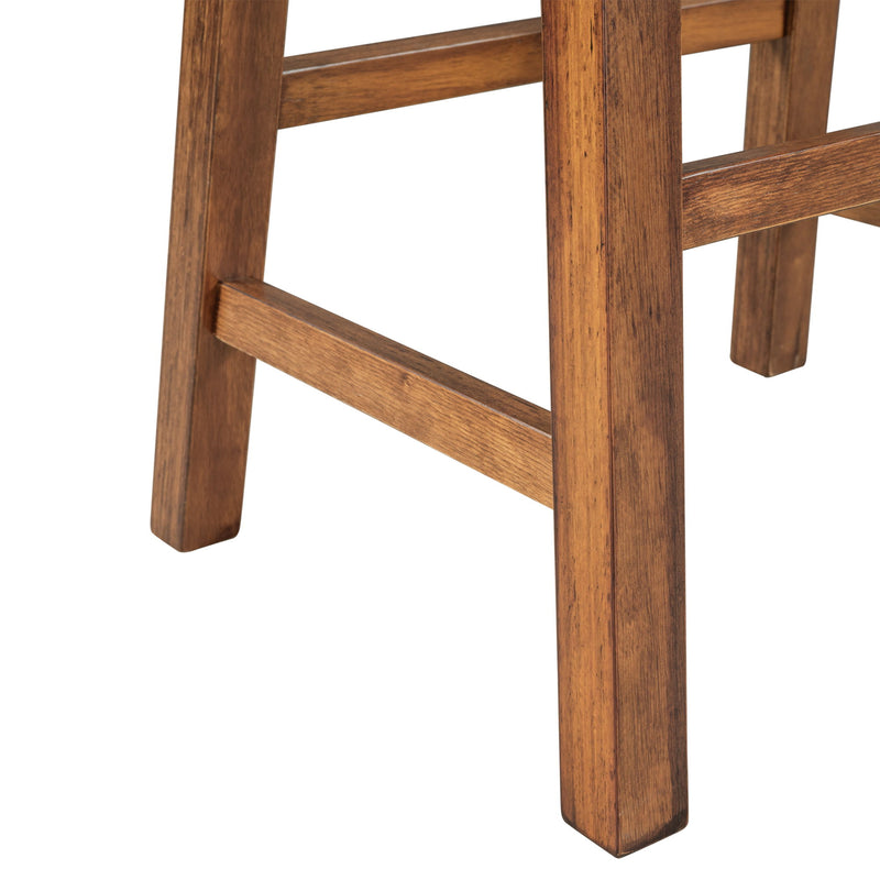 Rustic 3 Piece Stationary Kitchen Island Set With 2 Seatings, With 2 Open Shelves