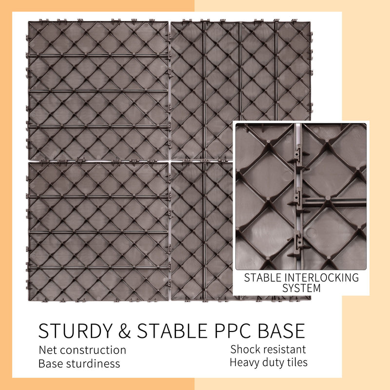 Plastic Interlocking Deck Tiles, Waterproof All Weather Use