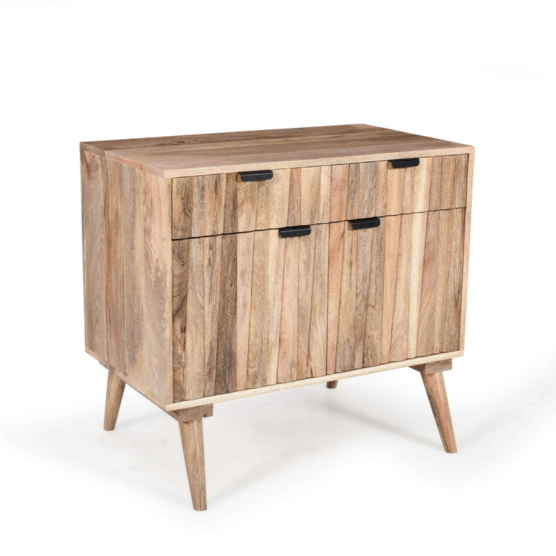 Stylish Style 2 Drawer 2 Door Cabinet, Mango Wood - Natural