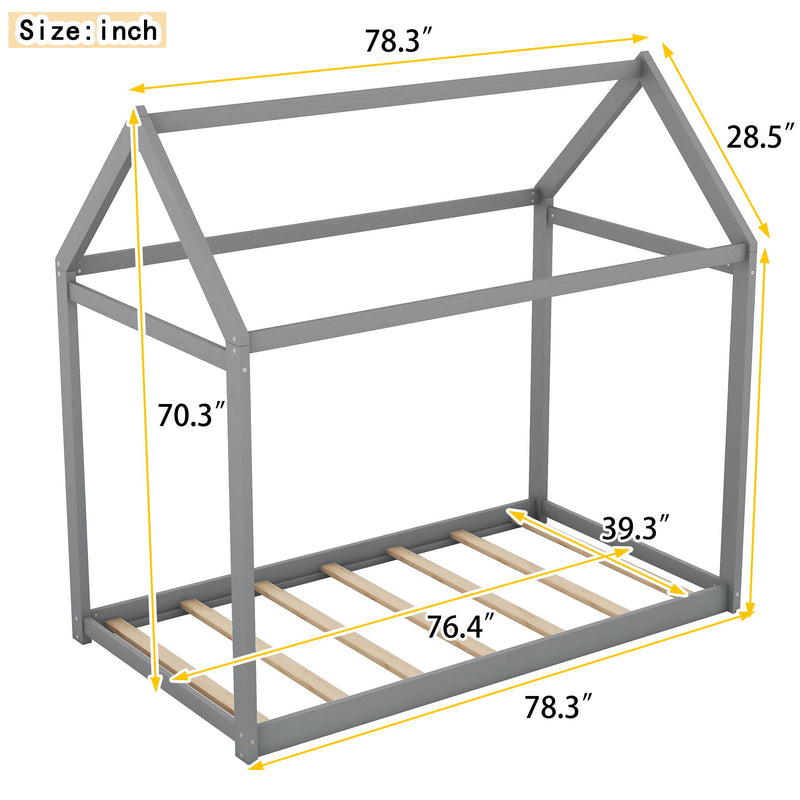 Wooden House Shaped Bed