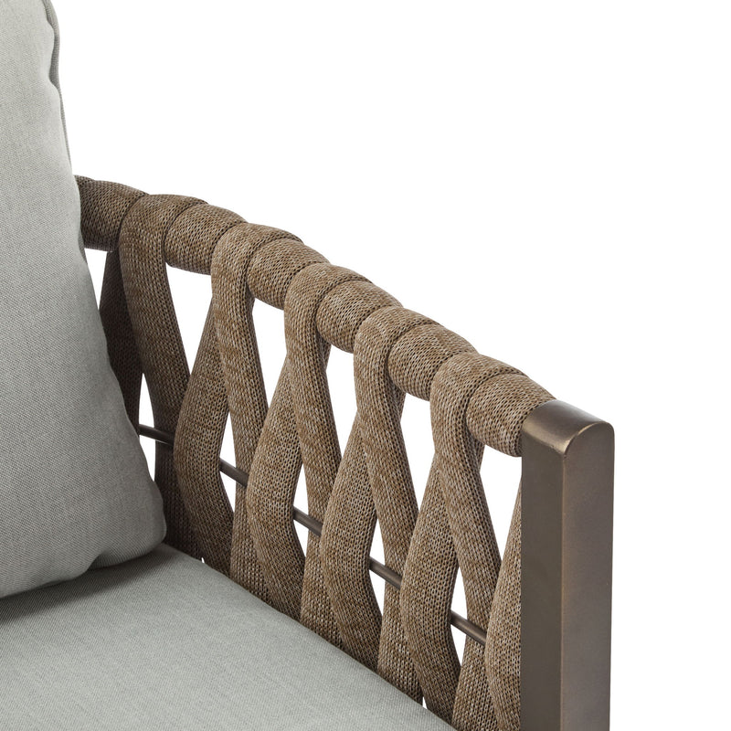 2 Pieces Outdoor Metal Patio Club Chair, Patio Furniture Arm Chair With Cushion, Modern Outdoor Furniture Deep Seating For Porch, Garden, Backyard, Balcony - Brown / Light Gray