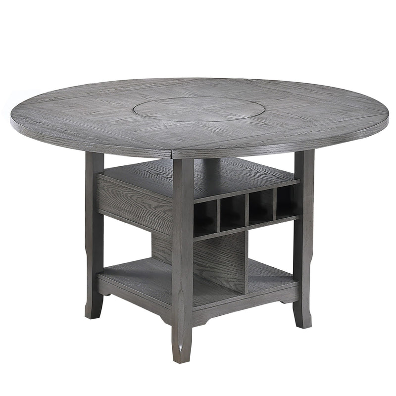 Contemporary Counter Height Dining Set With Built In Lazy Susan