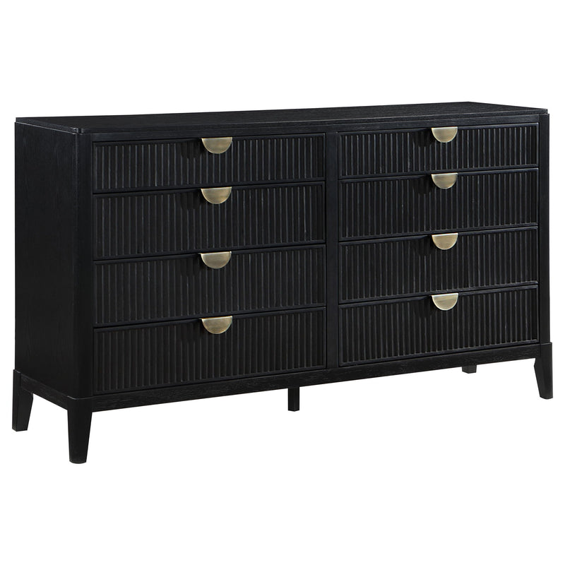 California King 5 Piece Bedroom Set With Fluted Detailing - Black