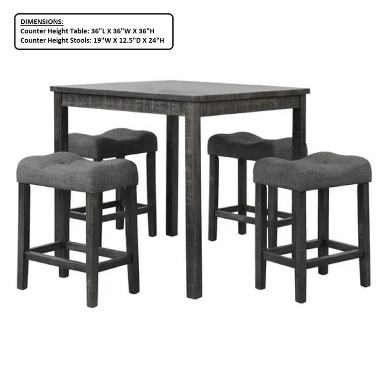 Transitional Counter Dining Set With 4 Tufted Stools