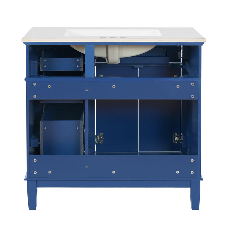 Modern Bathroom Vanity With Ceramic Sink, Soft Close Storage Cabinet