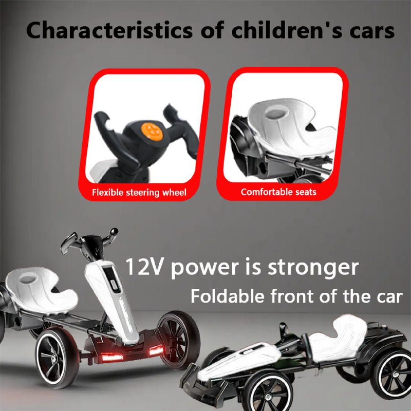 Electric Kids Pedal Go Kart With Adjustable Seat, Foldable Design