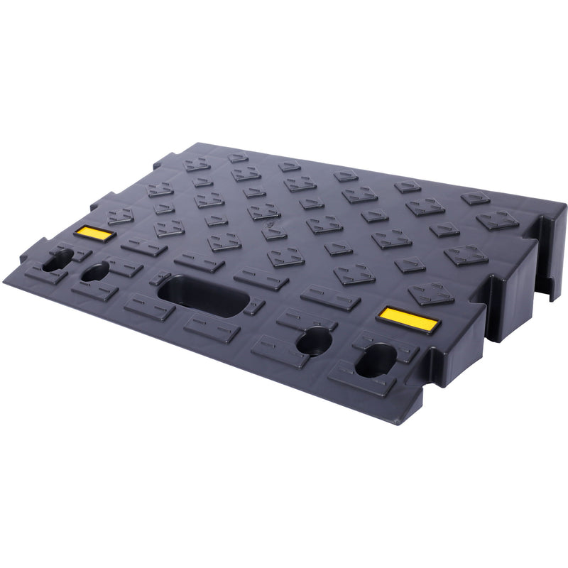 Heavy Duty Plastic 4" High Portable Automotive Curb Ramp For Cars & Wheelchairs Interlocking Design - Black