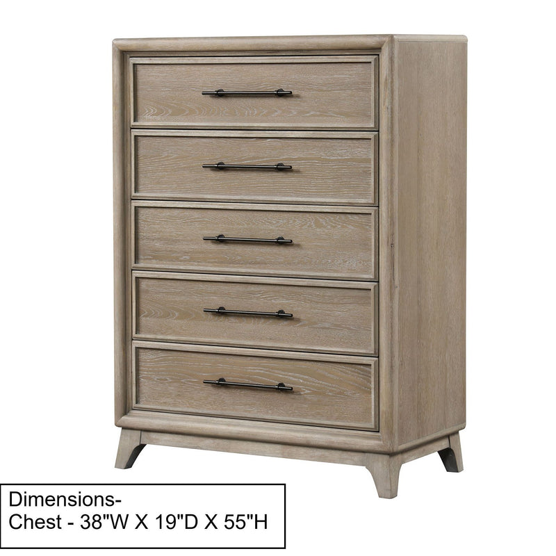 1 Piece Chest With Handles, Angled Legs, Ball Bearing Glides - Oak