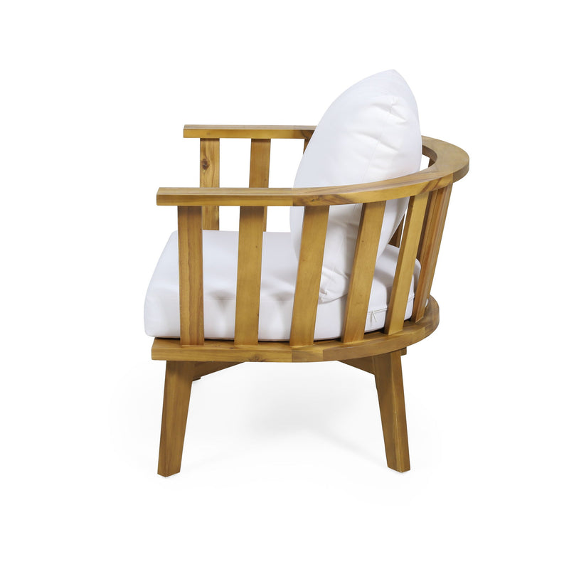 Outdoor Club Chair With Curved Backrest And Frame - White