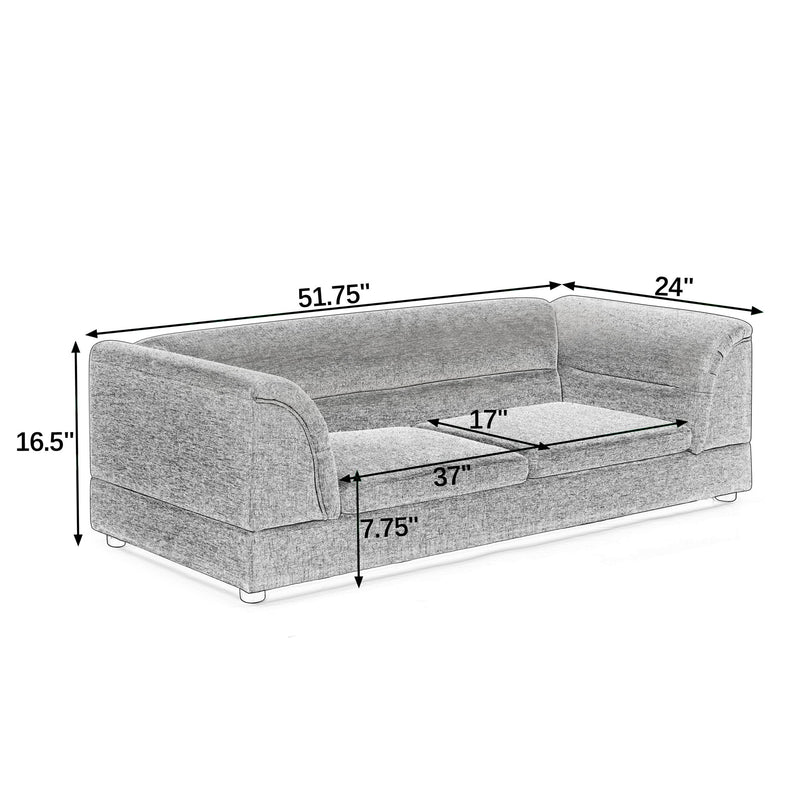 Oversized, Curved Armrest Rectangular Dog Sofa, For Large & Oversized Dogs - Light Gray