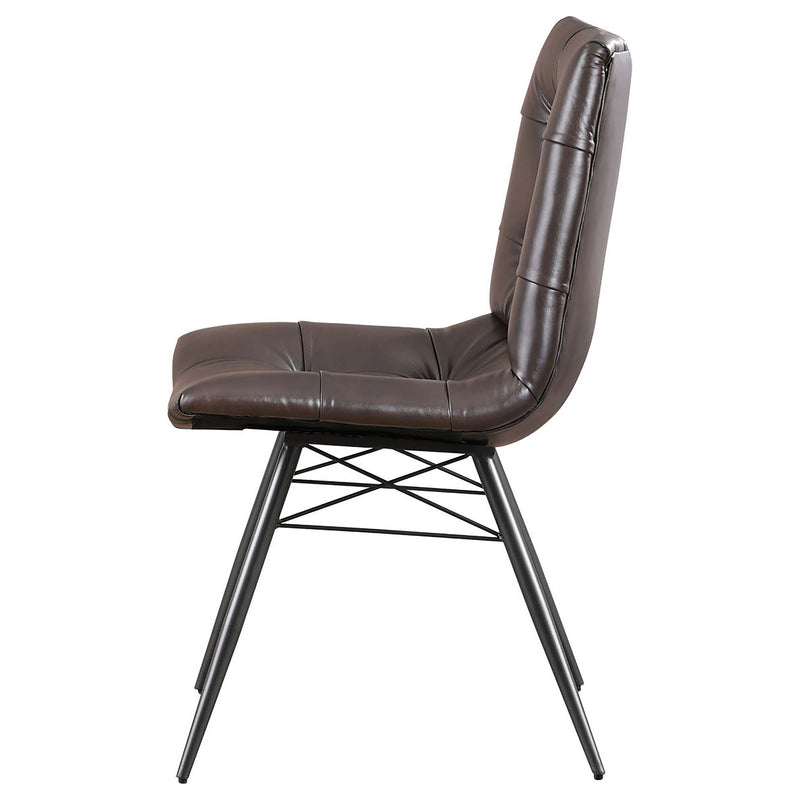 Back Dining Chairs With Button Tufting (Set of 4) - Brown
