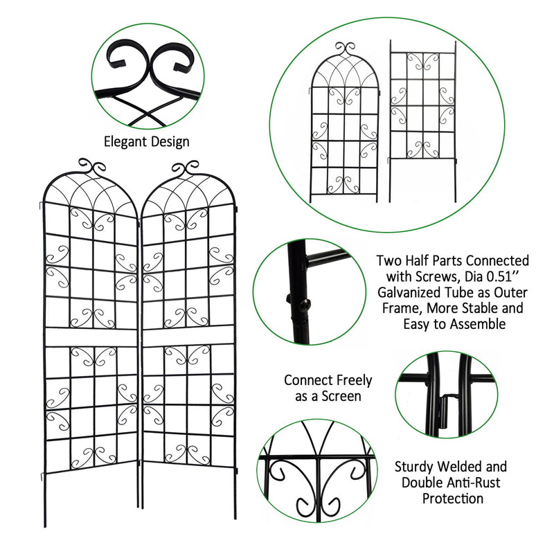 Metal Garden Rustproof Trellis For Climbing Plants Outdoor Flower Support