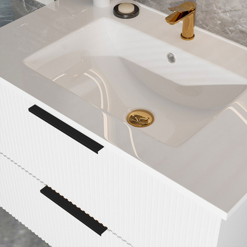 Modern Wall Mounted Floating Bathroom Vanity With Sink And Drawers