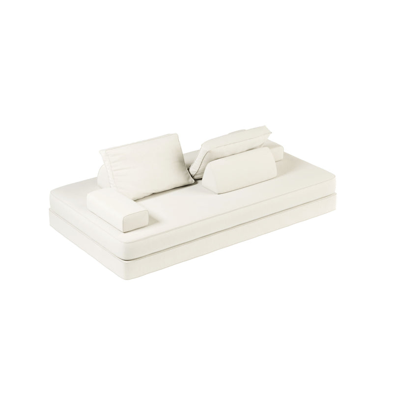 Multifunctional Convertible Sofa Bed With 2 Tumbler Backrests And 2 Pillows, Deep Seat Couch