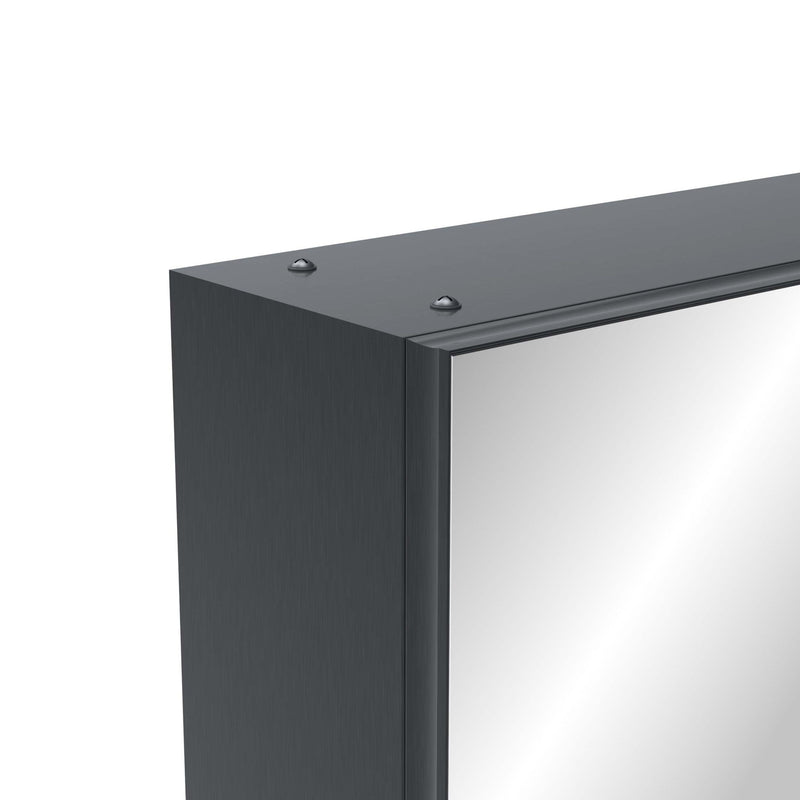 Medicine Cabinet, Wall Mounted Bathroom Mirror With Storage, Adjustable Shelves - Black Brown