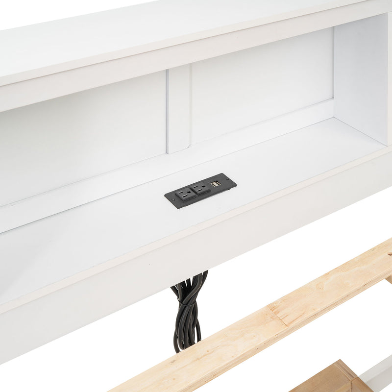 Platform Bed With Storage Headboard, USB, Trundle And 3 Drawers