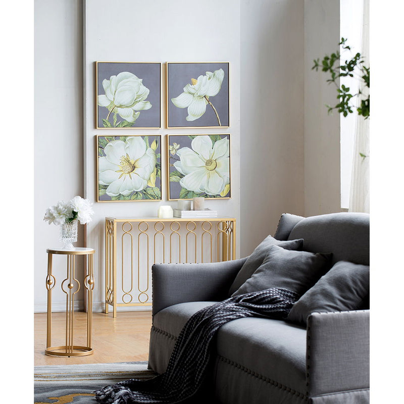 Botanical Wall Art Prints, Home Decor For Living Room Dining Room Bedroom Hallway (Set of 4) - Gray