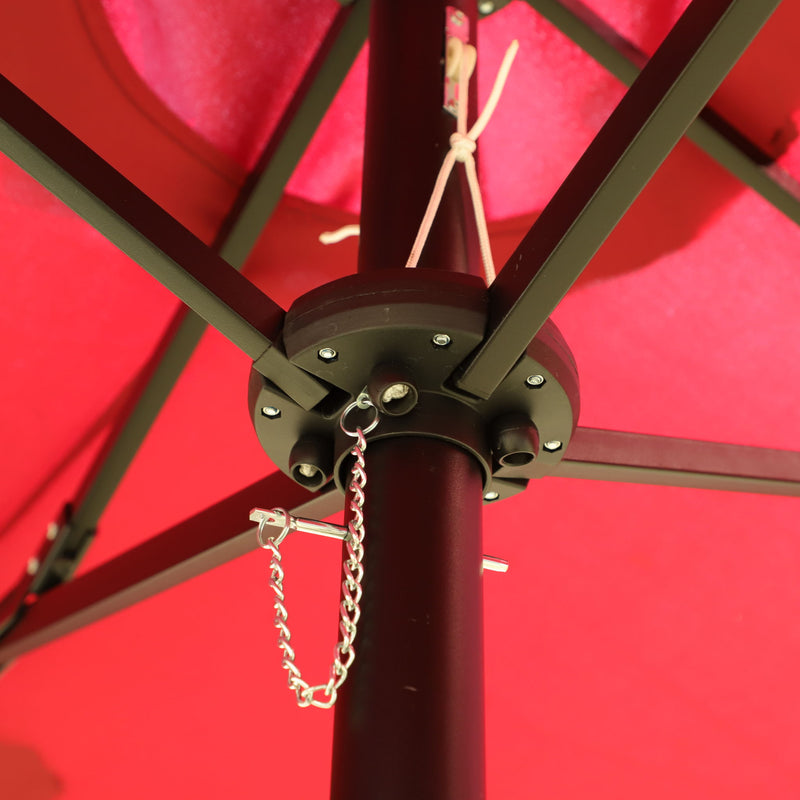 Double- Sided Outdoor Market Umbrella With Lights And Base