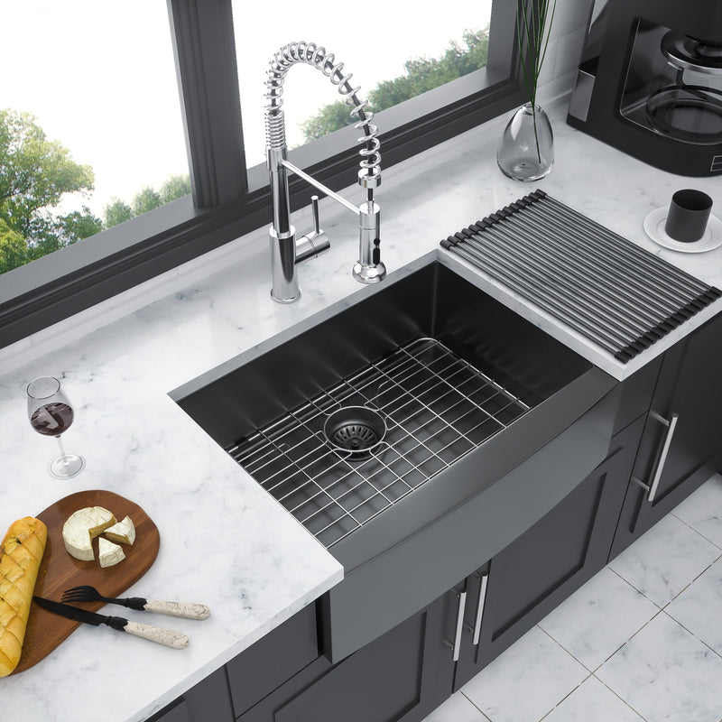 Farmhouse Kitchen Sink, Stainless Steel, Apron Front
