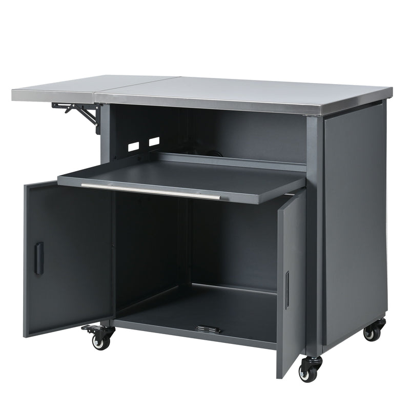 Foldable Outdoor Prep Station BBQ Cart With Trash Rack