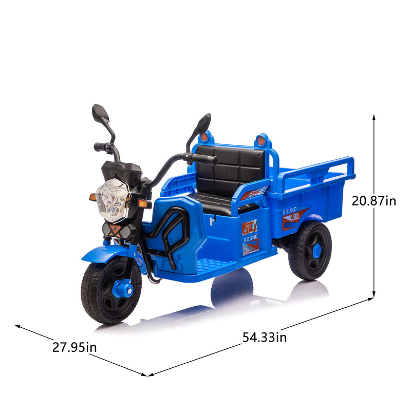 12V Kids Electric 3 Wheel Cargo Truck With LED Lights & Music