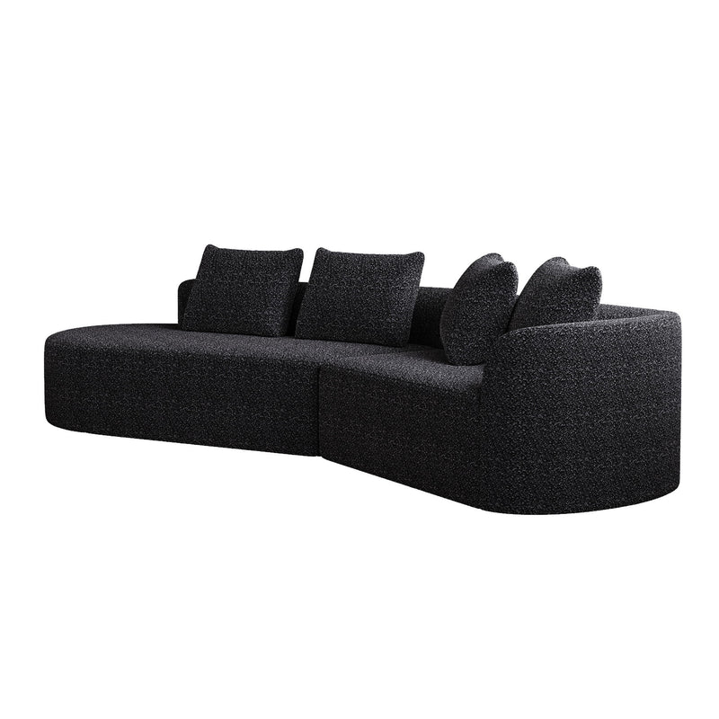 Upholstered Oversized Sectional Sofa, 4 Seater Extra Deep & Wide Seat Curved Cloud Couch With 4 Throw Pillows, Free Combination Living Room - Black