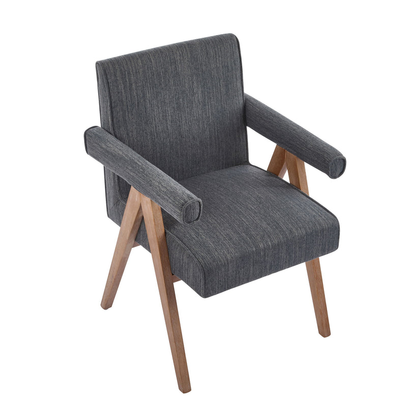 Contemporary Poppy Fabric Dining Armchair With Rubberwood Legs