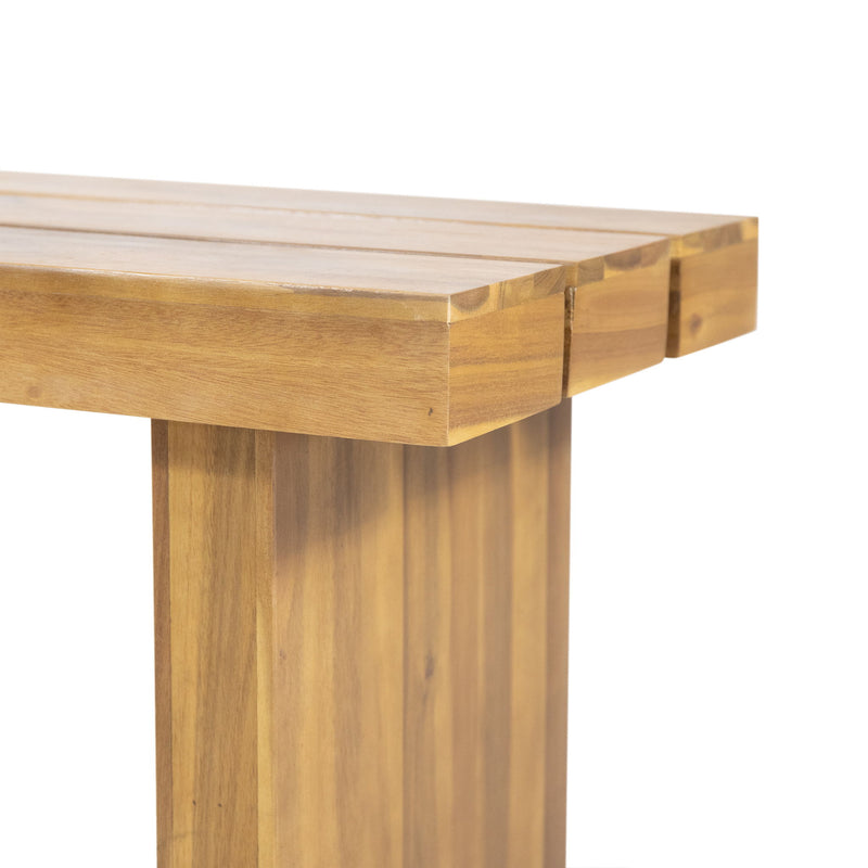Nahanni - Rustic Acacia Wood Bench With Slat Design - Natural