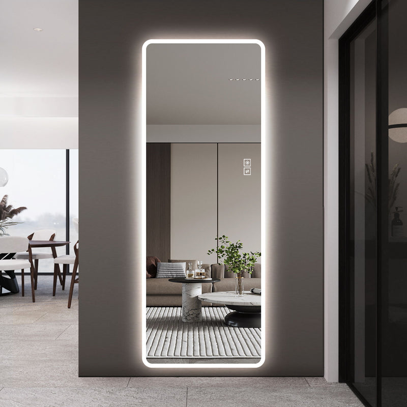 LED Full Length Mirror With Frosted Edge Lighting, 3 Color Temperatures