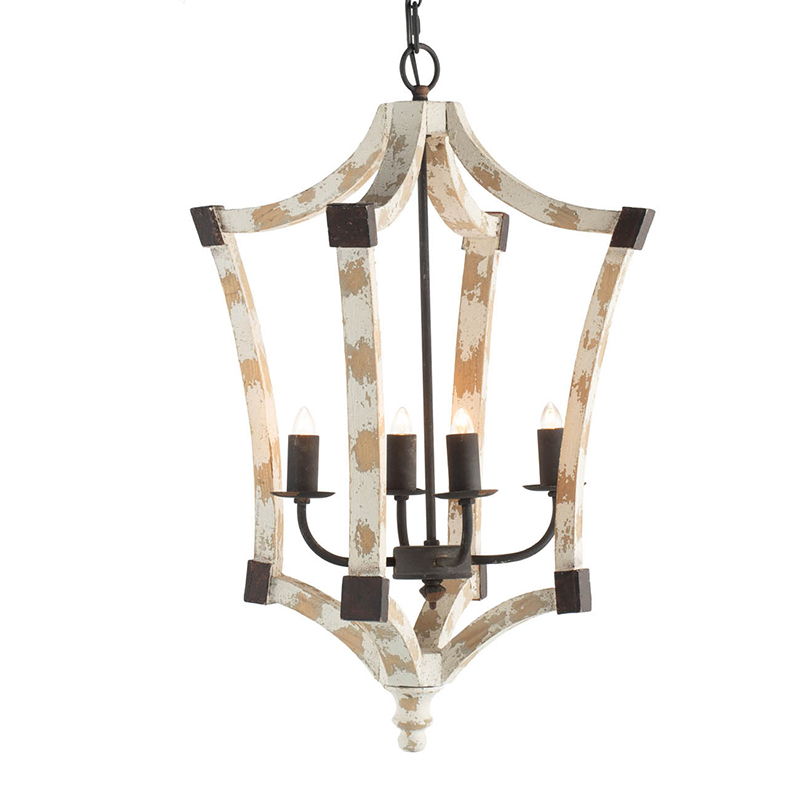 4 Light Chandelier, Hanging Light Fixture With Adjustable Chain For Kitchen, Bulb Not Included - Cream