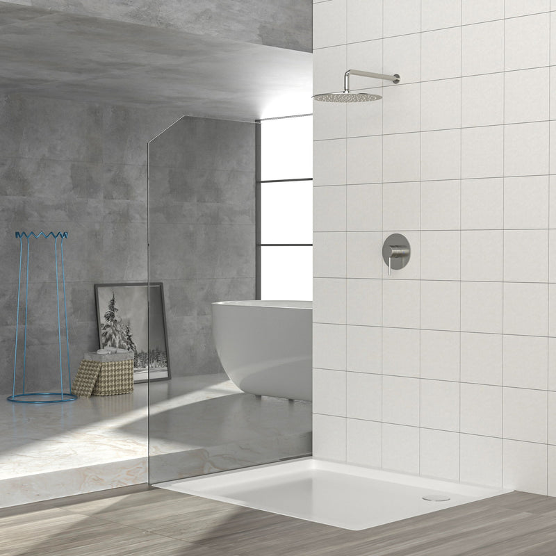 Shower Faucet Set With 10" Rainfall Shower Head And Valve - Brushed Nickel