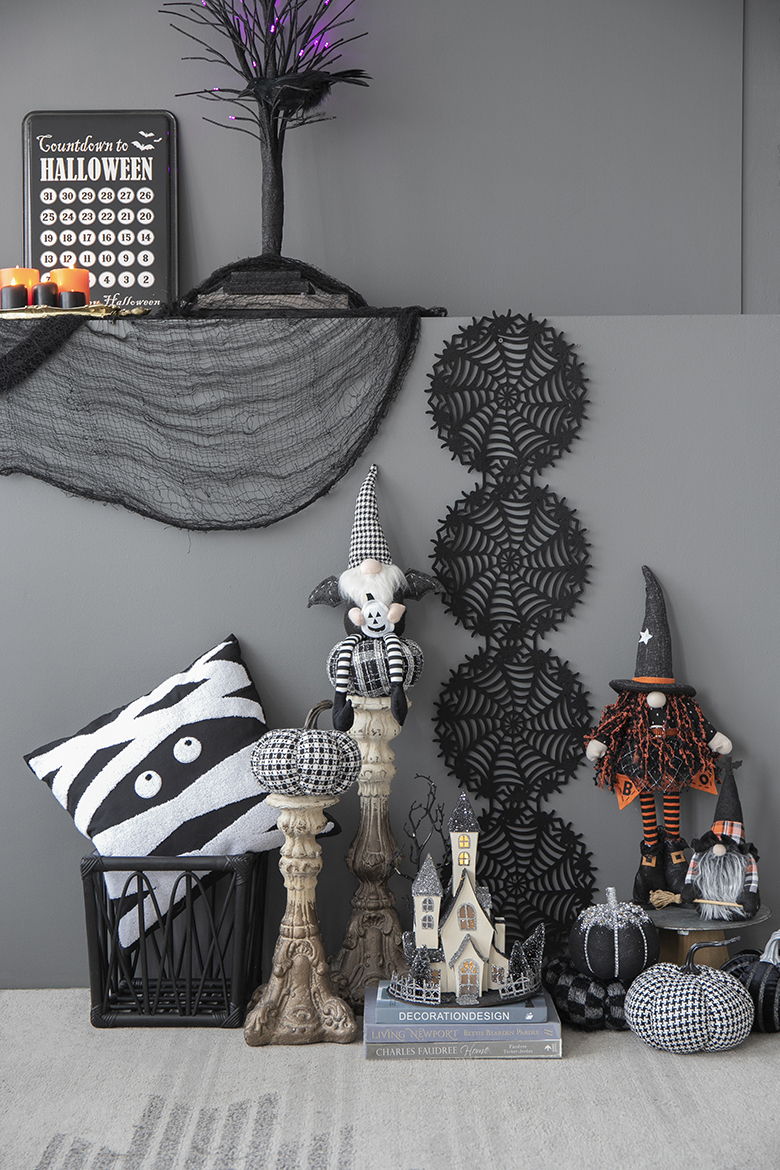 Cardboard Lighted Haunted House, Tabletop Holiday Halloween Decor, Battery Powered - Beige / Black