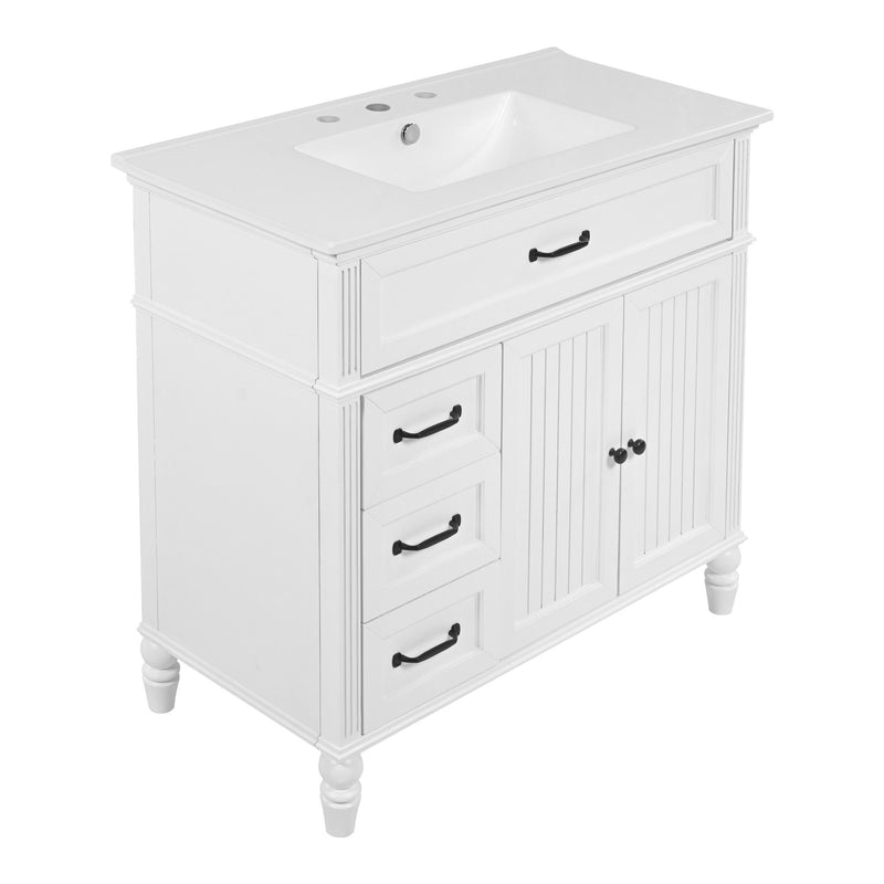 Bathroom Vanity With Sink, Freestanding Cabinet & Drawers