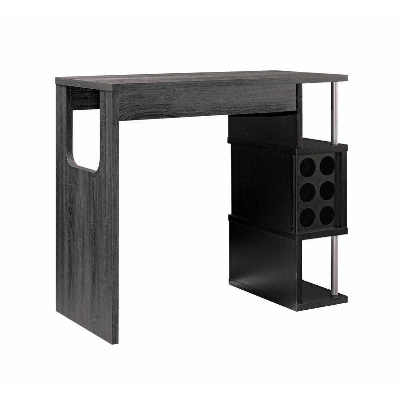 Home Bar Table With Wine Glass Compartment And Three Shelves - Gray