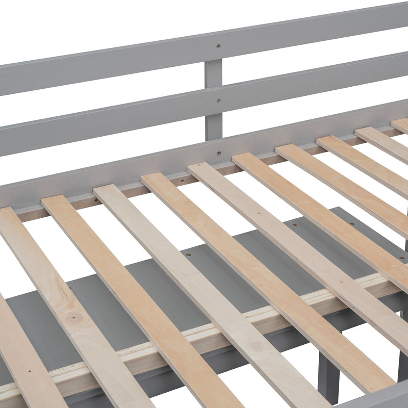 Loft Bed With Retractable Writing Desk And 4 Drawers, With Lateral Portable Desk And Shelves