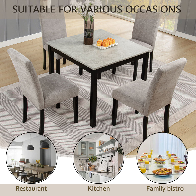 Modern 4 Person Dining Table Set With 4 Chairs
