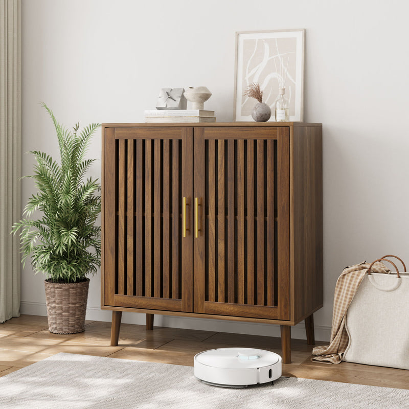 Grille Striped Sideboard Buffet Cabinet With Storage