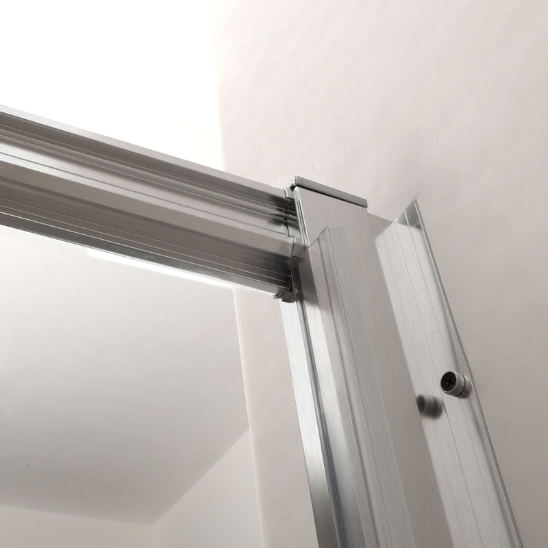 Single Sliding Bypass Shower Enclosure With Tempered Glass And - Brushed Silver