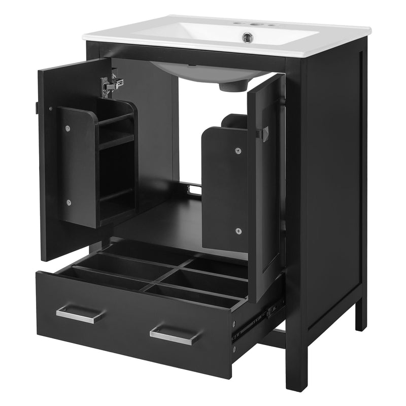 Bathroom Vanity With Integrated Undermount Ceramic Sink, 2 Doors And 1 Drawer, Soft Close Hinges