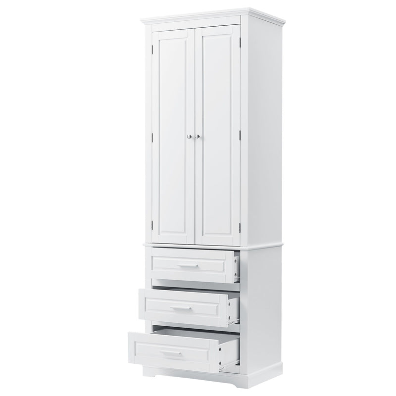 Tall Storage Cabinet With 3 Drawers For Bathroom