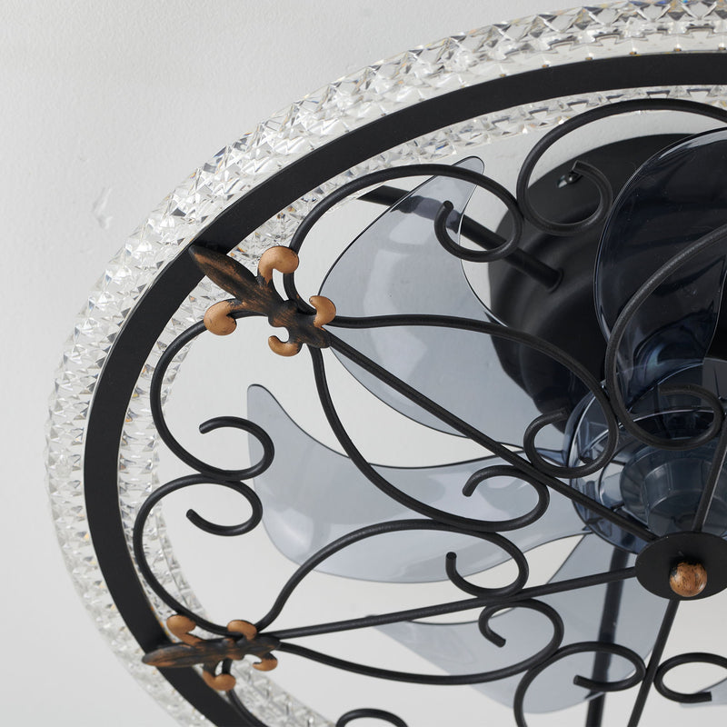 Caged Ceiling Fan With Remote Controlled LED Light - Matte Black
