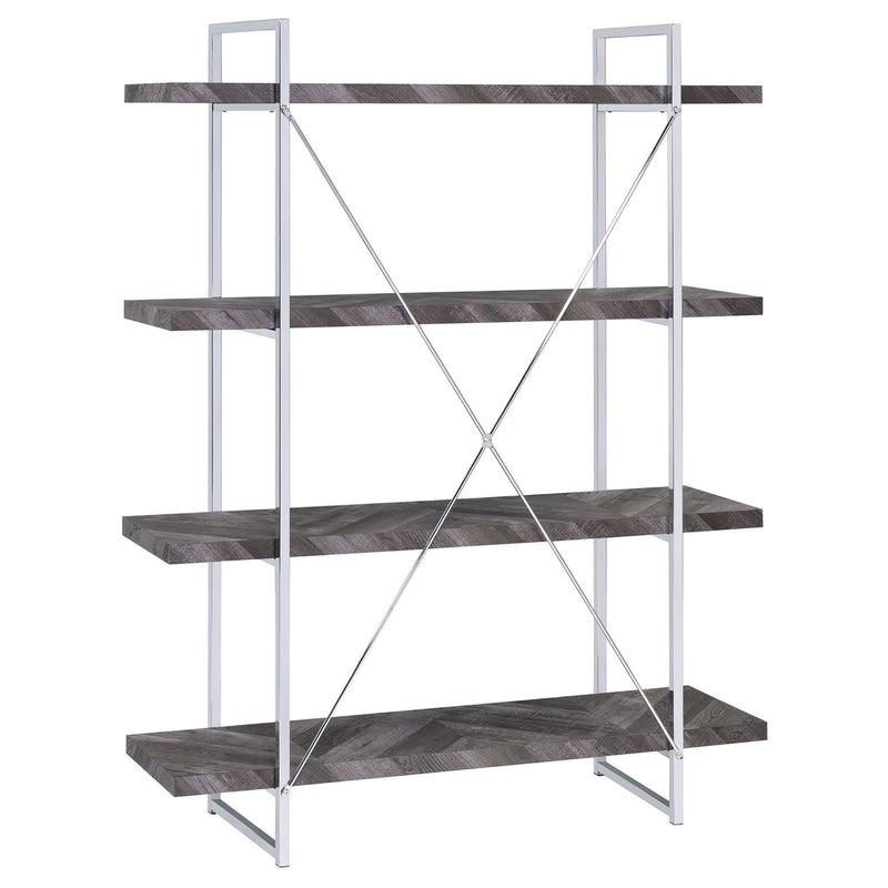 Herringbone - Bookcase With Full Length Shelf - Gray