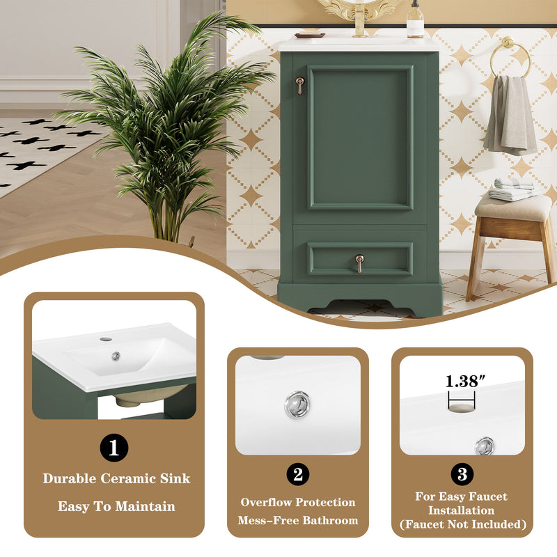 Bathroom Vanity With Sink, Soft Close Door, Adjustable U-Shaped Shelf