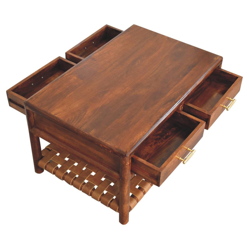 Regency - Woven Console Table With 2 Drawers - Brown