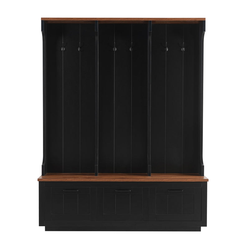 Hall Tree With Bench And Shoe Storage, 3 Large Drawers, Open Storage Shelves & Hooks