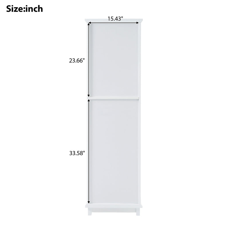 Tall Bathroom Storage Cabinet With Glass Doors, Free-Standing, Two Drawers, And Adjustable Shelves, Board, Painted Perfect For Displaying Your Favorite Items